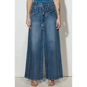 NEW VIBRANT double waist denim jeans in blue